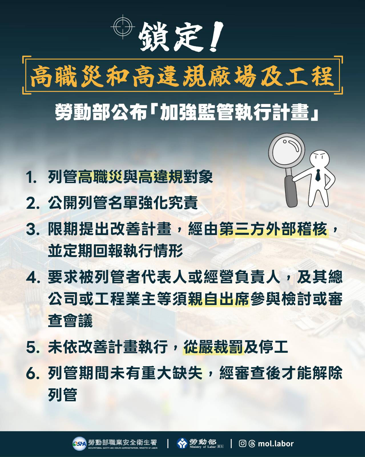 附圖_鎖定高職災和高違規廠場及工程-勞動部公布-加強監管執行計畫.jpg